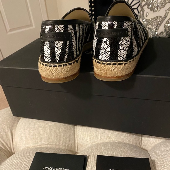 ✨FLASH SALE✨NEW!✨Dolce & Gabbana✨NWT✨Chic Leather Sequin Espadrille Loafer Shoes - Picture 7 of 10